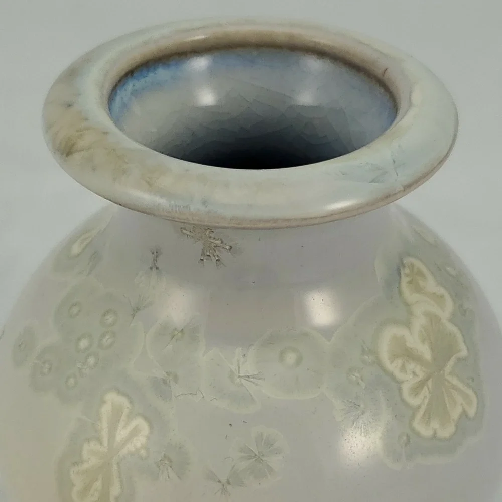 Stoneware Vase Studio Pottery Small Glaze Blue Gray Coastal Soft Beachy Marked